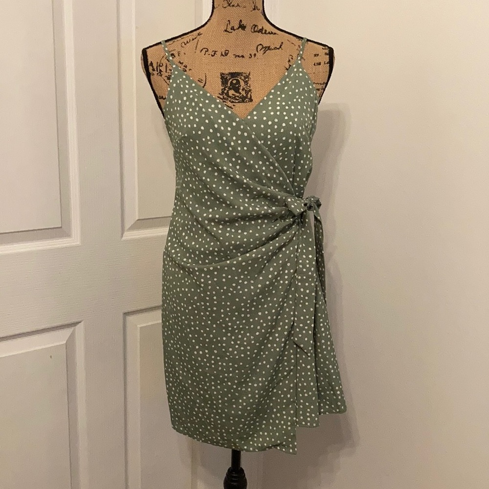 Green polka dot Heartloom wrap dress